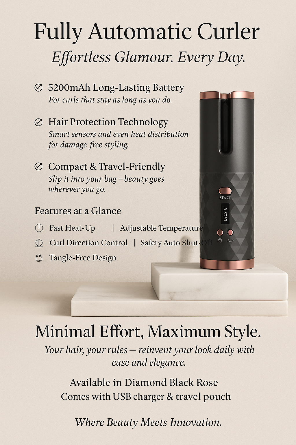 Bellé Curl: Effortless Cordless Curler